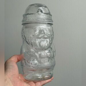Libbey Glass Vintage Santa Claus Mexico Christmas Collectible Candy Jar